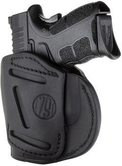1791 Gunleather 4WH4SBLR 4-Way  IWB/OWB Size 04 Stealth Black Leather Belt Clip Compatible w/Glock 26/Springfield XD/XDS/S&W M&P Shield Plus Right Hand