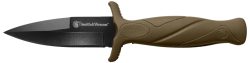 Smith & Wesson Knives 1100073 H.R.T. Flase Edge 2.75" Fixed Plain Black Oxide Stainless Steel Blade Flat Dark Earth Rubber Handle Includes Sheath
