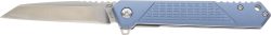 Schrade 1159320 Inert  EDC 3.25" Folding Wharncliffe Part Serrated Satin AUS-10A SS Blade, 4.25" Blue Aluminum Handle