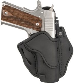 1791 Gunleather ORBH1SSBLR BH1 Optic Ready OWB Stealth Black Leather Belt Slide Fits 4-5" 1911 Right Hand